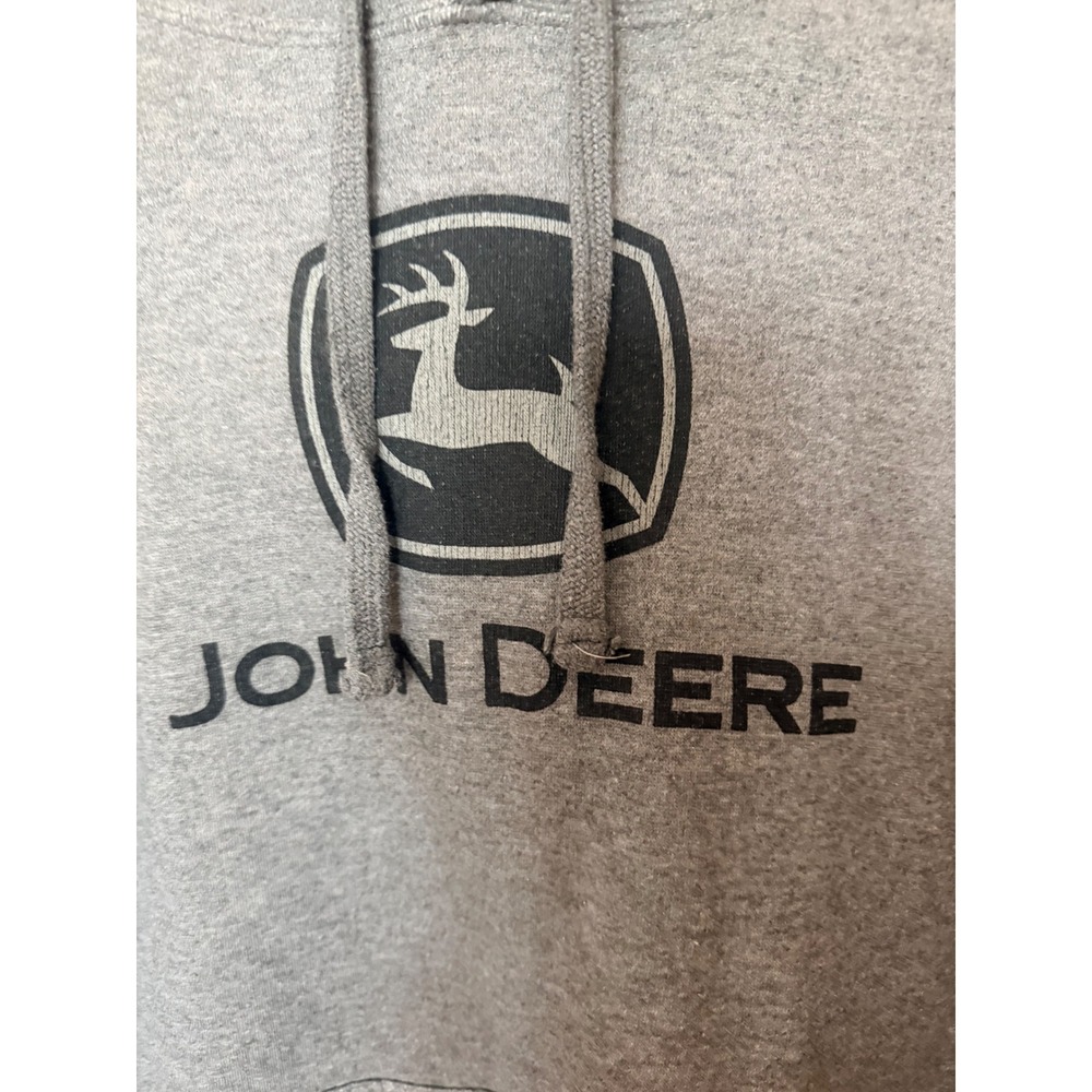John Deere Mens Graphic Logo Pullover Hoodie Heather Grey Size M Medium - Picture 2 of 4
